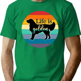 Golden Vintage Golden Retro Life Is Golden Dog T-Shirt - Green