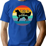 Golden Vintage Golden Retro Life Is Golden Dog T-Shirt - Blue