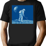 Golfing Astronaut T-Shirt - Retro Graphic Tee for Men & Women - Black