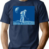 Golfing Astronaut T-Shirt - Retro Graphic Tee for Men & Women - Navy