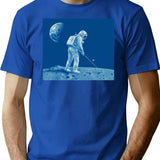 Golfing Astronaut T-Shirt - Retro Graphic Tee for Men & Women - Blue