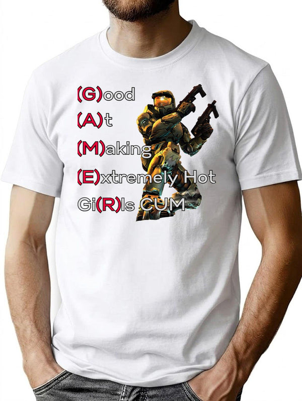 Good At Making Extremely Hot Girls Cum Funny Gamer T-Shirt - White