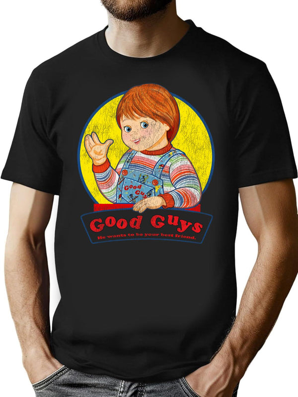 Good Guys Doll Worn Out T-Shirt for Men & Women, T-Shirts Graphic Tee - Black