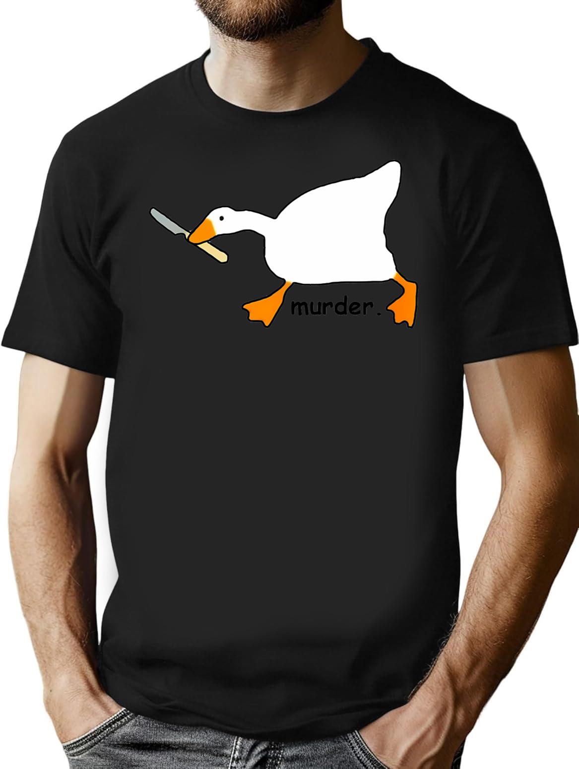 Goose Murder T-Shirt - Retro Graphic Tee for Men & Women - Black
