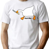 Goose Murder T-Shirt - Retro Graphic Tee for Men & Women - White