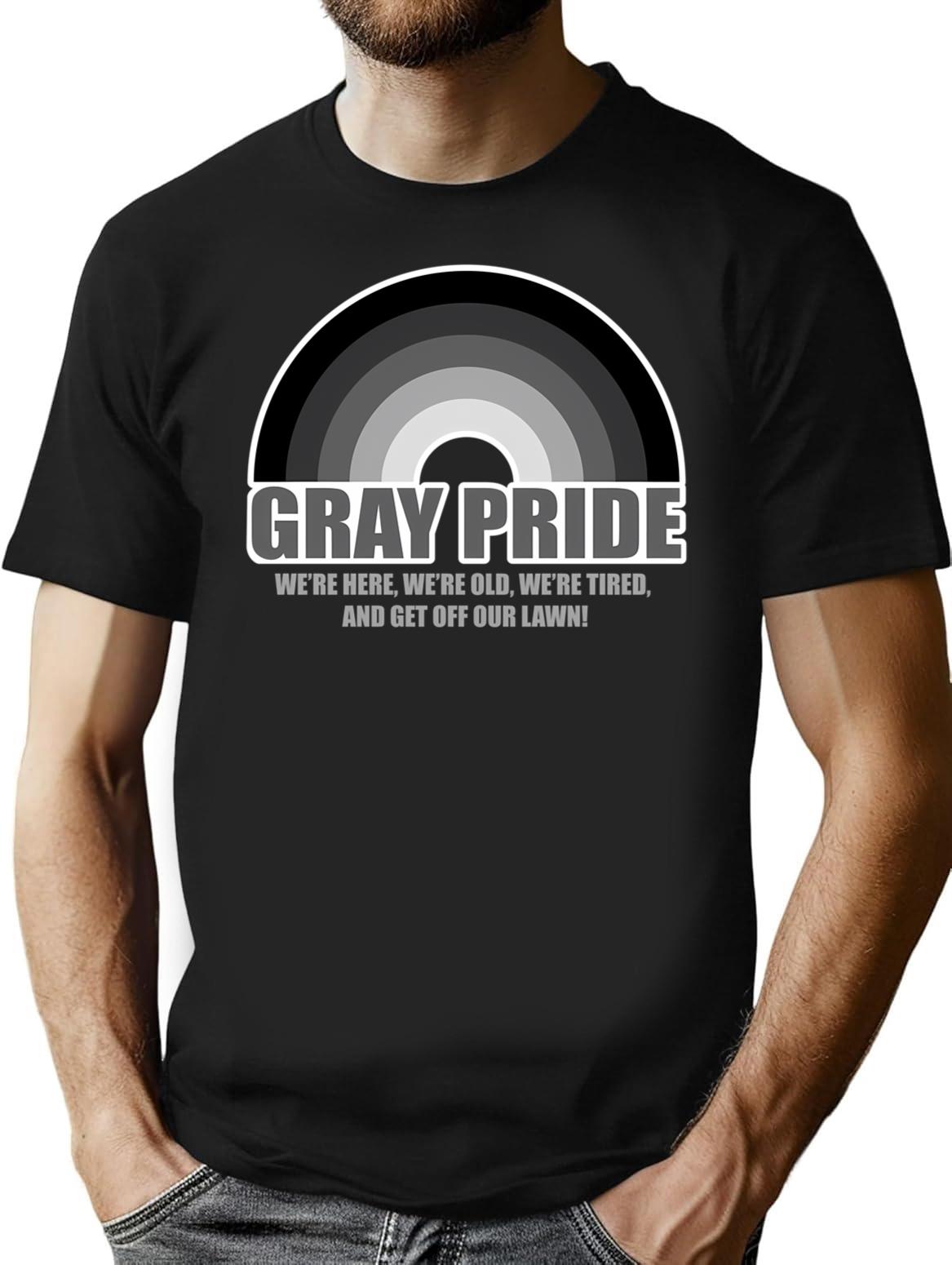 Gray Pride T-Shirt for Men & Women, T-Shirts Graphic Tee - Black