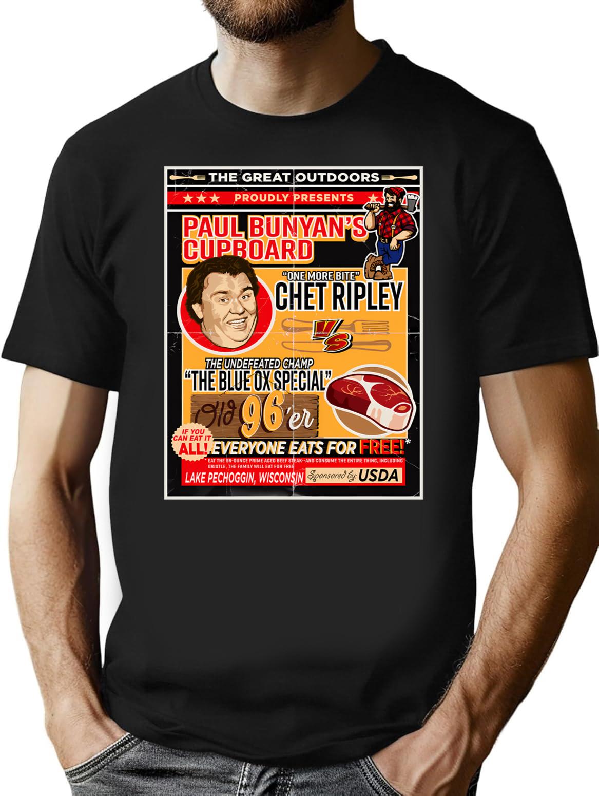 Great Outdoors Eating Contest Poster Ad T-Shirt for Men & Women, T-Shirts Graphic Tee - Black