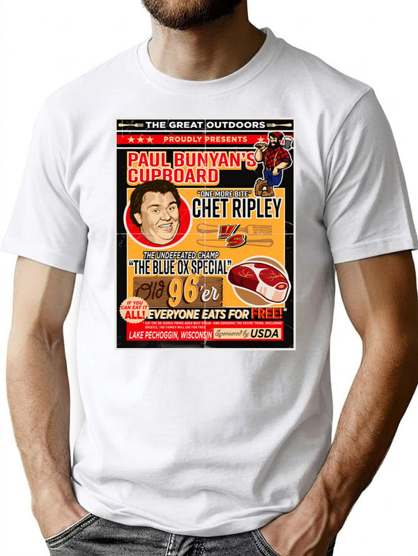 Great Outdoors Eating Contest Poster Ad T-Shirt for Men & Women, T-Shirts Graphic Tee - White