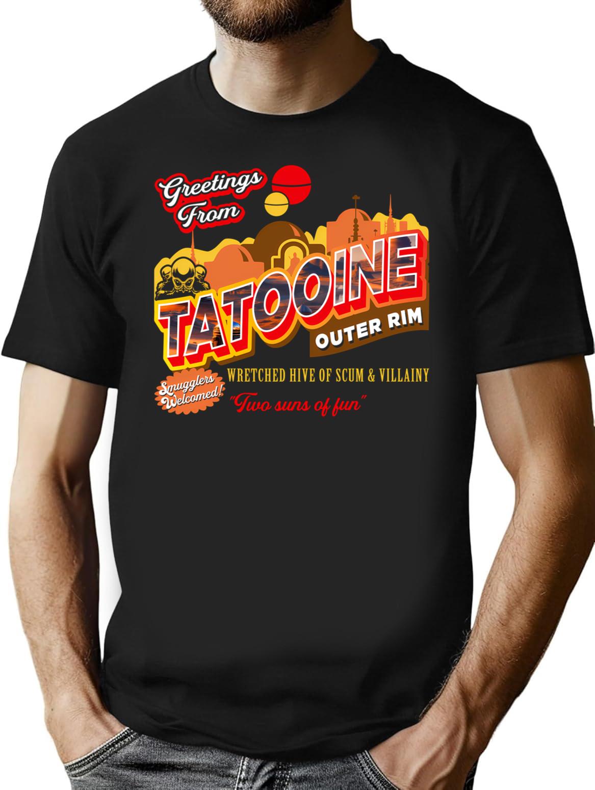 Greetings From Tatooine Dks T-Shirt for Men & Women, T-Shirts Graphic Tee - Black