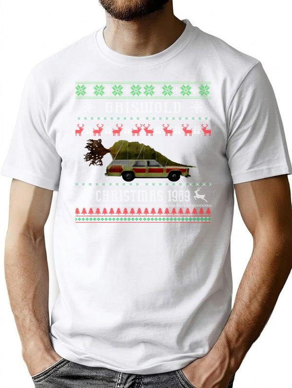 Griswold Christmas 1989 Ugly Sweater T-Shirt for Men & Women, T-Shirts Graphic Tee - White