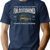 Griswold Fun Old Fashioned Christmas T-Shirt for Men & Women, T-Shirts Graphic Tee - Navy