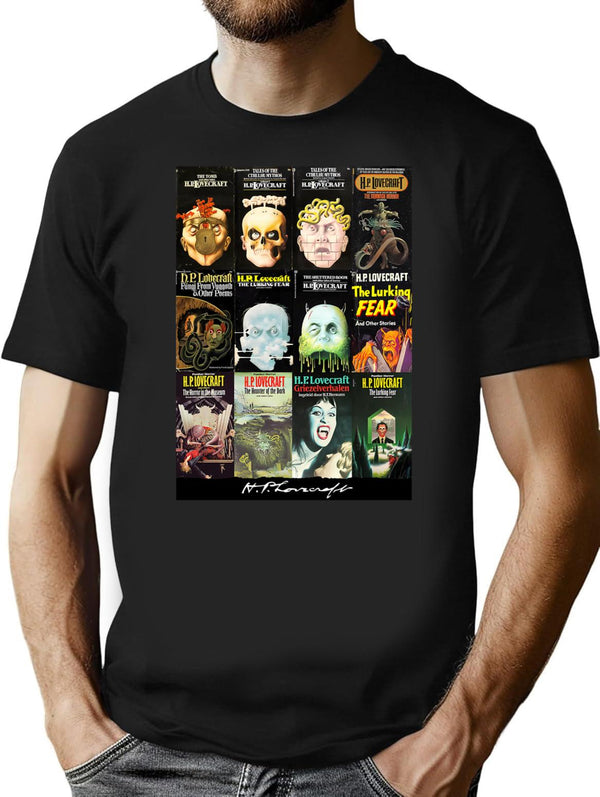 H P Lovecraft Covers T-Shirt for Men & Women, T-Shirts Graphic Tee - Black