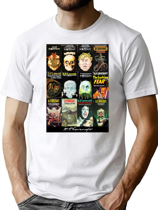 H P Lovecraft Covers T-Shirt for Men & Women, T-Shirts Graphic Tee - White