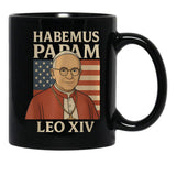 Habemus Papam Pope Leo Xiv American Flag Black Coffee Mug - Black