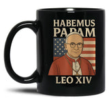 Habemus Papam Pope Leo Xiv American Flag Black Coffee Mug