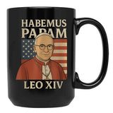 Habemus Papam Pope Leo Xiv American Flag Black Coffee Mug - Black