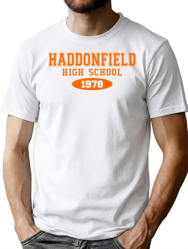 Haddonfield High School T-Shirt for Men & Women, T-Shirts Graphic Tee - White