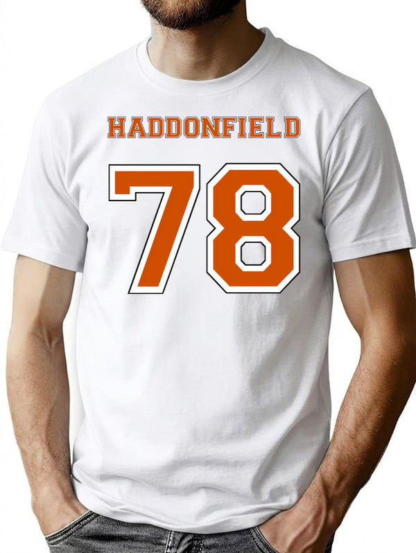 Haddonfield Jersey - Halloween '78 T-Shirt for Men & Women, T-Shirts Graphic Tee - White