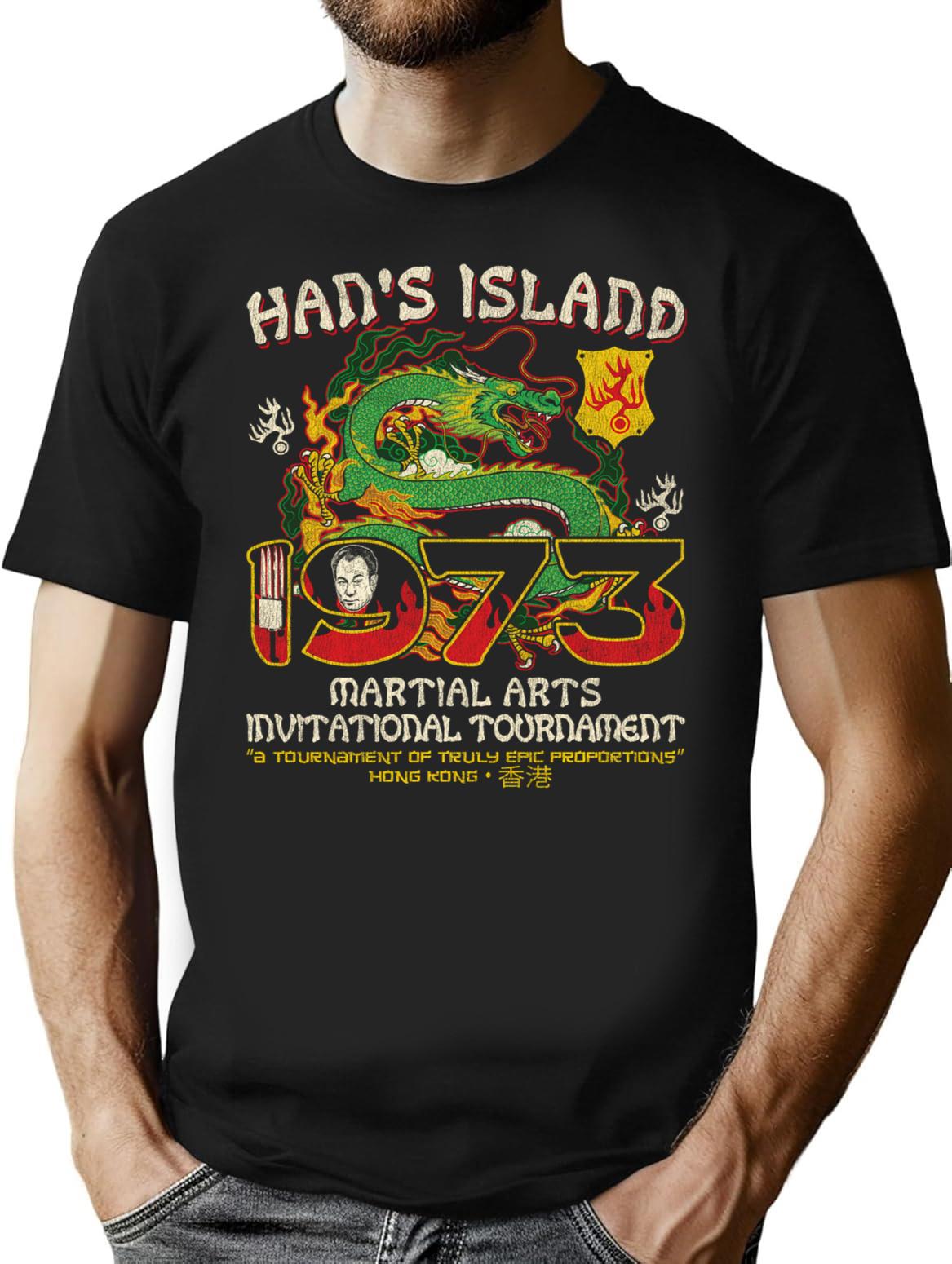 Han Island Tournament 1973 Worn Dks T-Shirt for Men & Women, T-Shirts Graphic Tee - Black