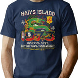 Han Island Tournament 1973 Worn Dks T-Shirt for Men & Women, T-Shirts Graphic Tee - Navy