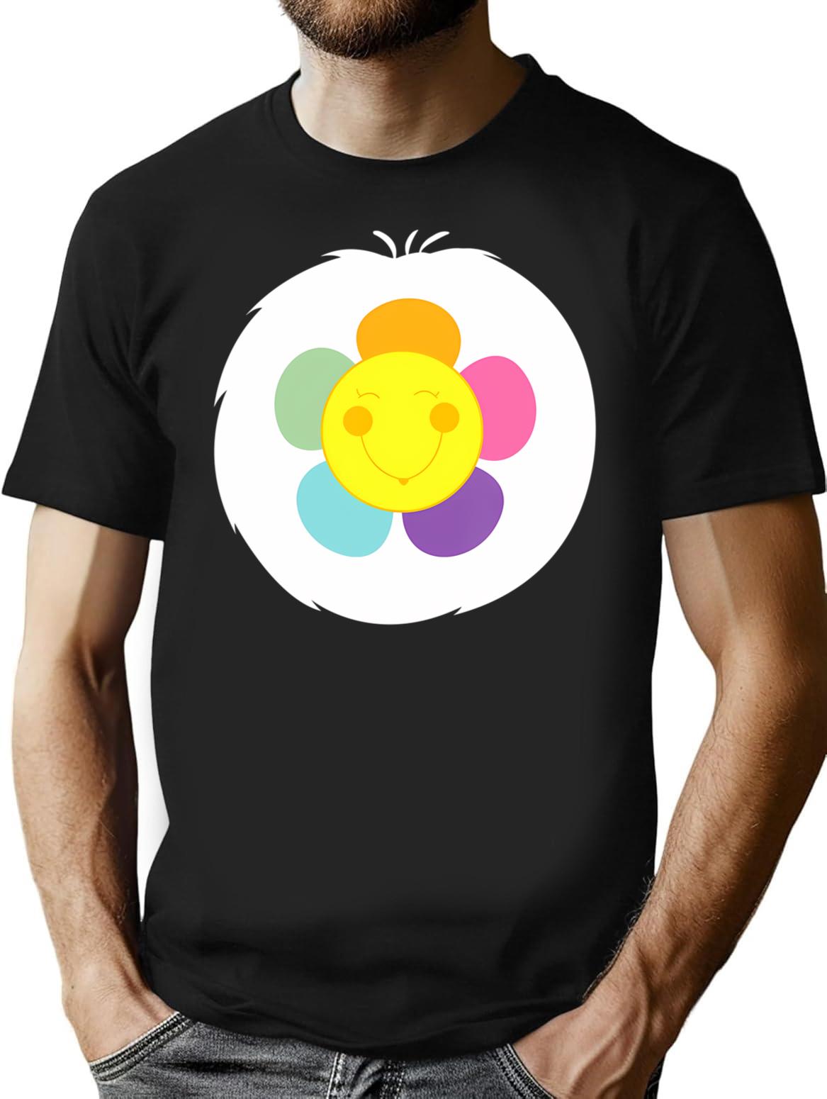 Harmony Bear Smile Flower Funny Halloween Bear Costume Gift T-Shirt for Men & Women, T-Shirts Graphic Tee - Black