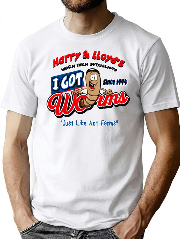 Harry And Lloyd'S I Got Worms T-Shirt for Men & Women, T-Shirts Graphic Tee - White
