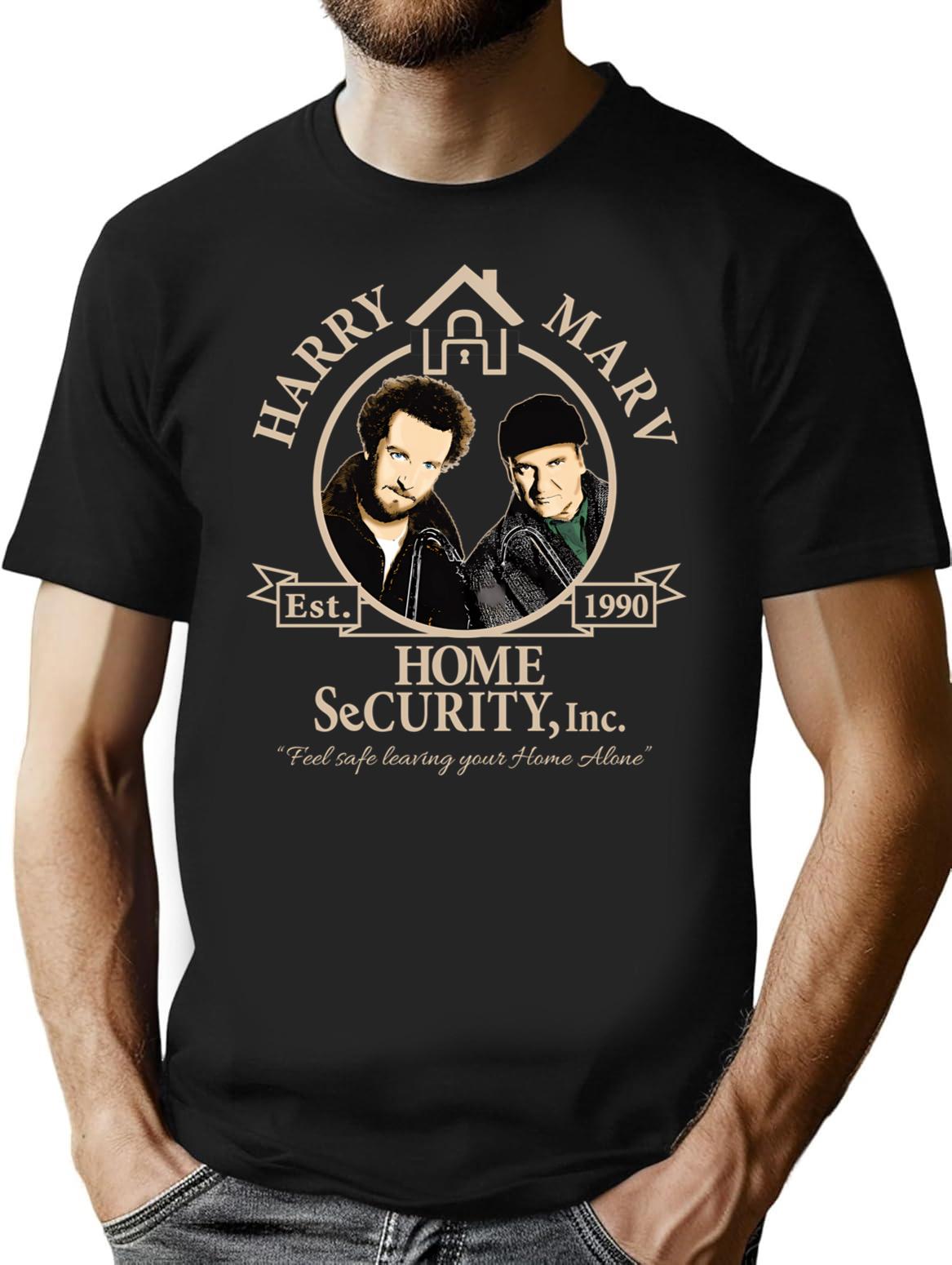 Harry And Marv Home Security T-Shirt for Men & Women, T-Shirts Graphic Tee - Black