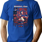 Haunted By Cats T-Shirt for Men & Women, T-Shirts Graphic Tee - Blue