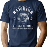 Hawkins Middle School 1983 T-Shirt for Men & Women, T-Shirts Graphic Tee - Navy