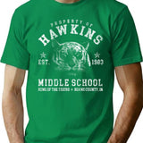 Hawkins Middle School 1983 T-Shirt for Men & Women, T-Shirts Graphic Tee - Green