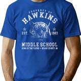 Hawkins Middle School 1983 T-Shirt for Men & Women, T-Shirts Graphic Tee - Blue