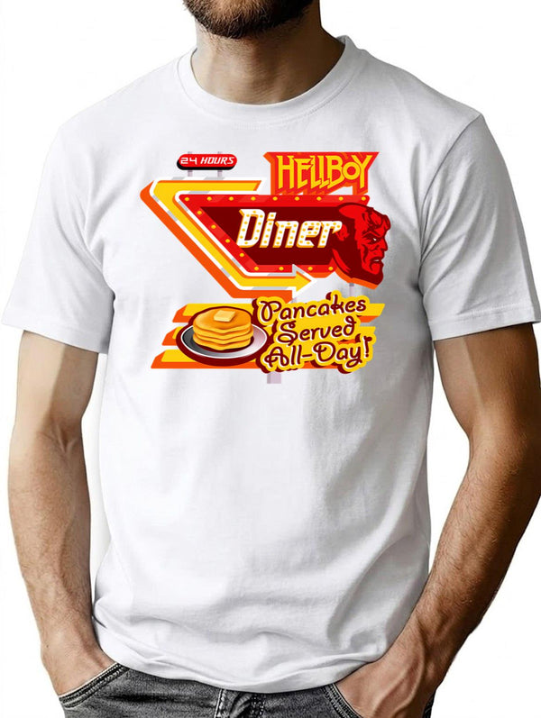 Heckboy Diner Sign T-Shirt for Men & Women, T-Shirts Graphic Tee - White
