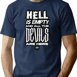 Hell Is Empty And The Devils Are Here T-Shirt for Men & Women, T-Shirts Graphic Tee - Navy