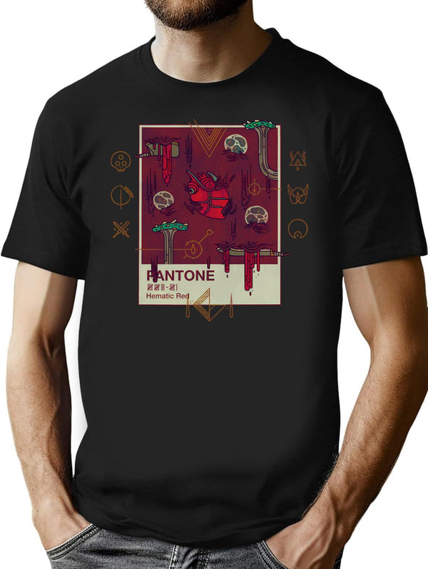 Hematic Red T-Shirt for Men & Women, T-Shirts Graphic Tee - Black
