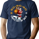 Ho Ho Ho Check Out My Sack T-Shirt for Men & Women, T-Shirts Graphic Tee - Navy