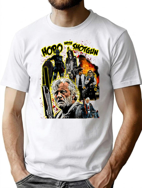 Hobo With A Shotgun T-Shirt for Men & Women, T-Shirts Graphic Tee - White