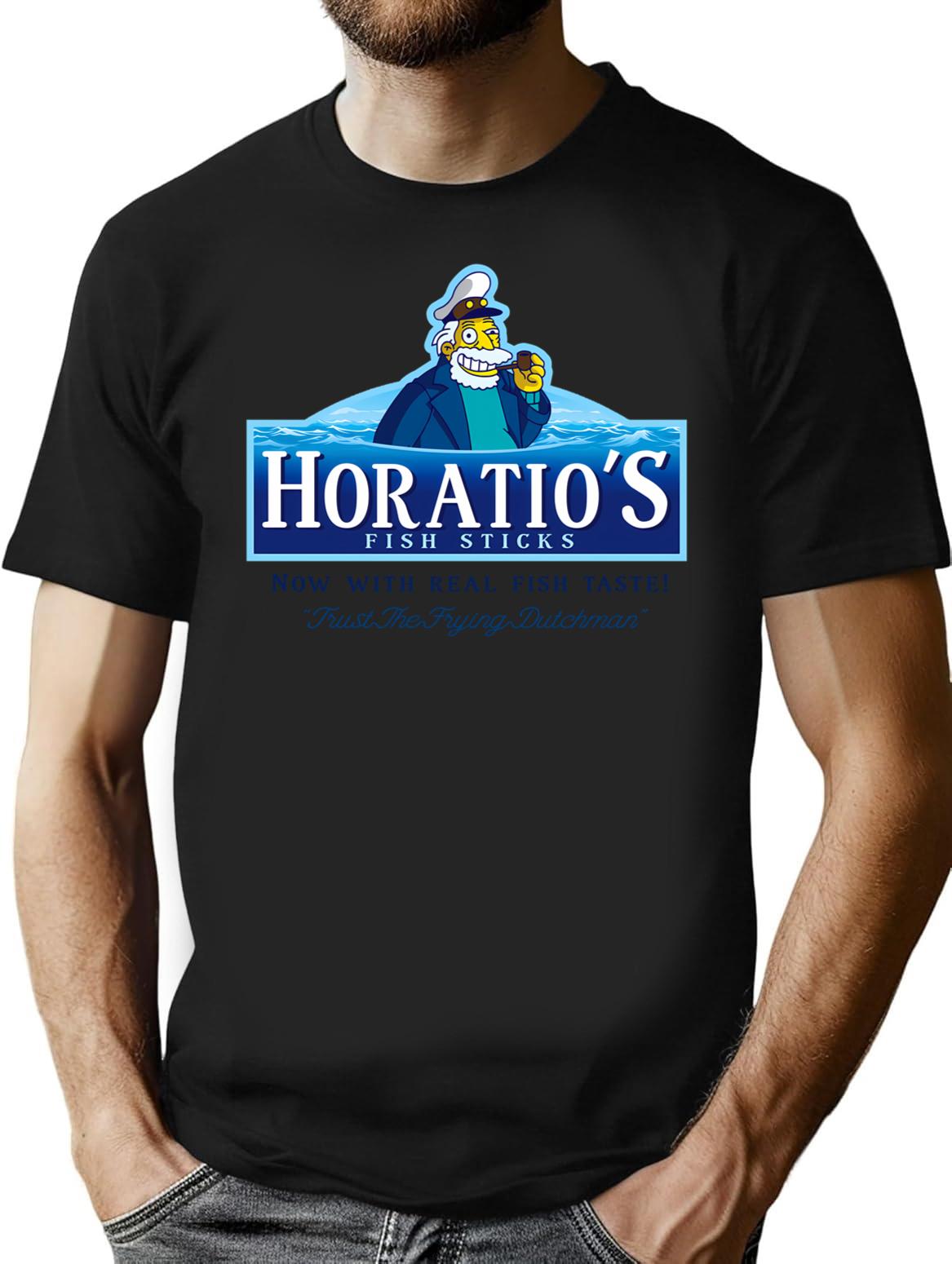 Horatio'S Fish Sticks T-Shirt for Men & Women, T-Shirts Graphic Tee - Black