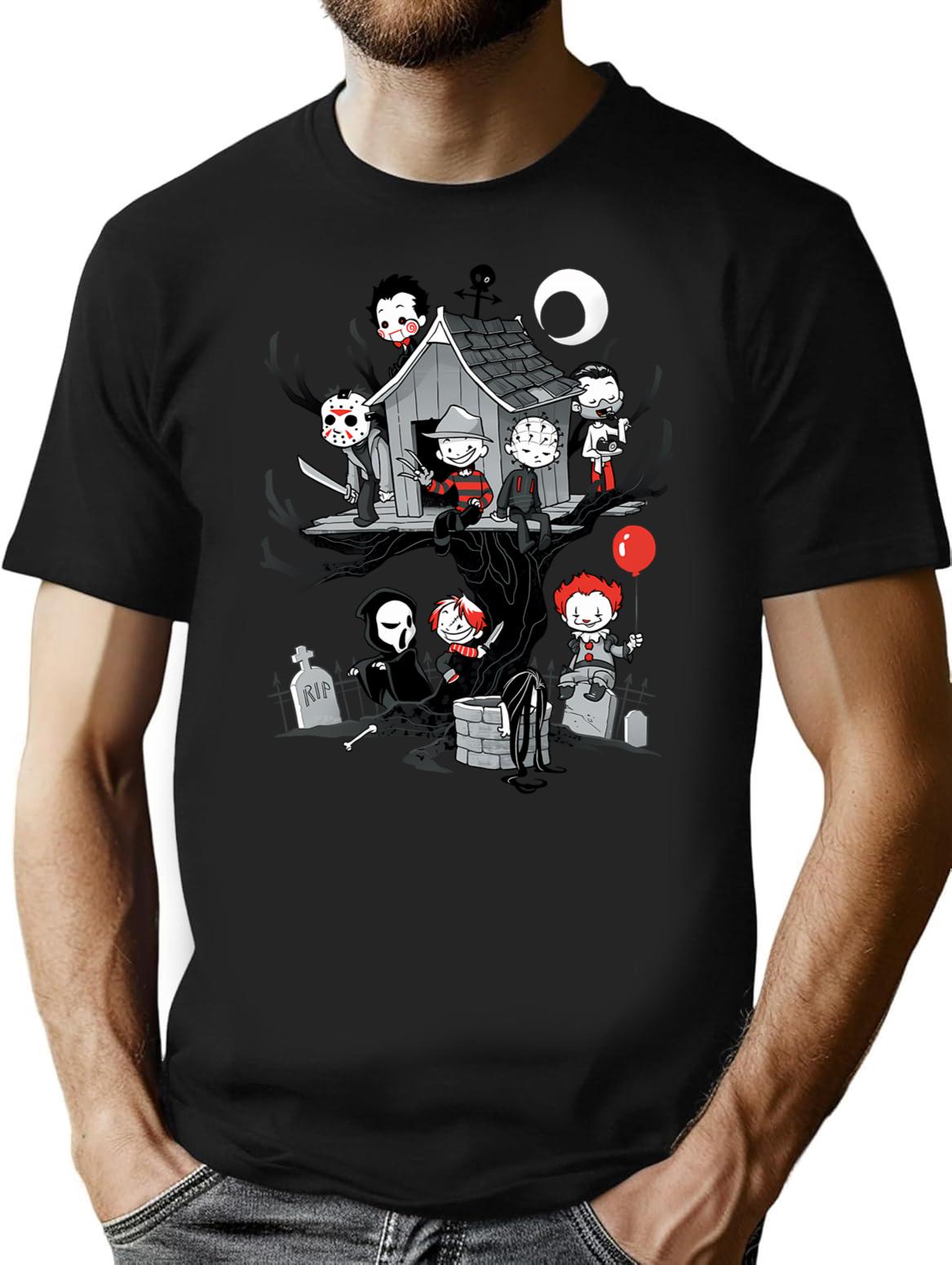 Horror House T-Shirt for Men & Women, T-Shirts Graphic Tee - Black