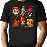 Horror Movie Popsicles Spooky Summer Treats T-Shirt for Men & Women, T-Shirts Graphic Tee - Black