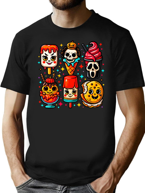 Horror Movie Popsicles Spooky Summer Treats T-Shirt for Men & Women, T-Shirts Graphic Tee - Black