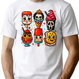 Horror Movie Popsicles Spooky Summer Treats T-Shirt for Men & Women, T-Shirts Graphic Tee - White