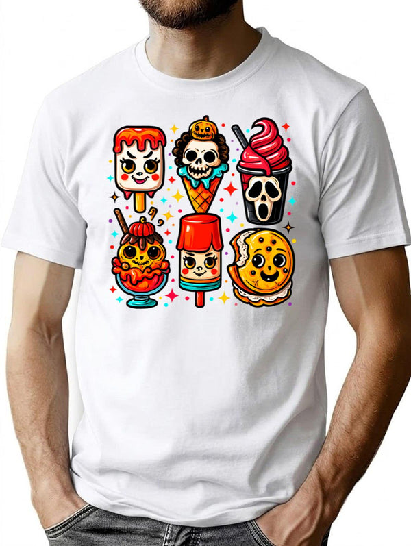 Horror Movie Popsicles Spooky Summer Treats T-Shirt for Men & Women, T-Shirts Graphic Tee - White