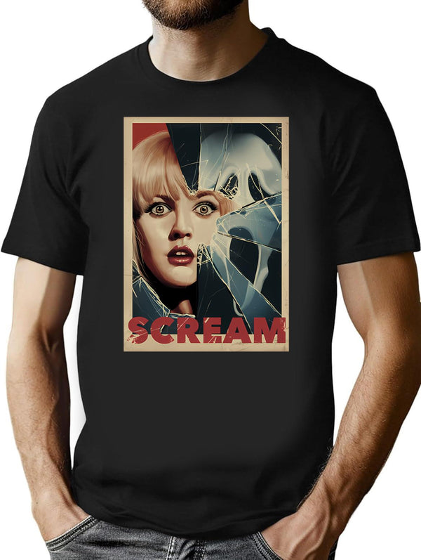 Horror Scream Post T-Shirt for Men & Women, T-Shirts Graphic Tee - Black