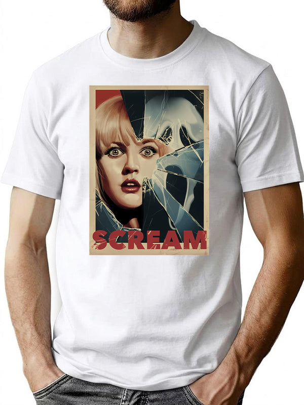 Horror Scream Post T-Shirt for Men & Women, T-Shirts Graphic Tee - White