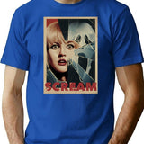 Horror Scream Post T-Shirt for Men & Women, T-Shirts Graphic Tee - Blue