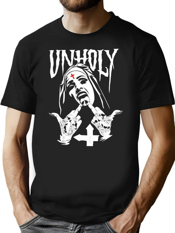 Horror Unholy Nun Tank Top T-Shirt for Men & Women, T-Shirts Graphic Tee - Black