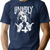 Horror Unholy Nun Tank Top T-Shirt for Men & Women, T-Shirts Graphic Tee - Navy