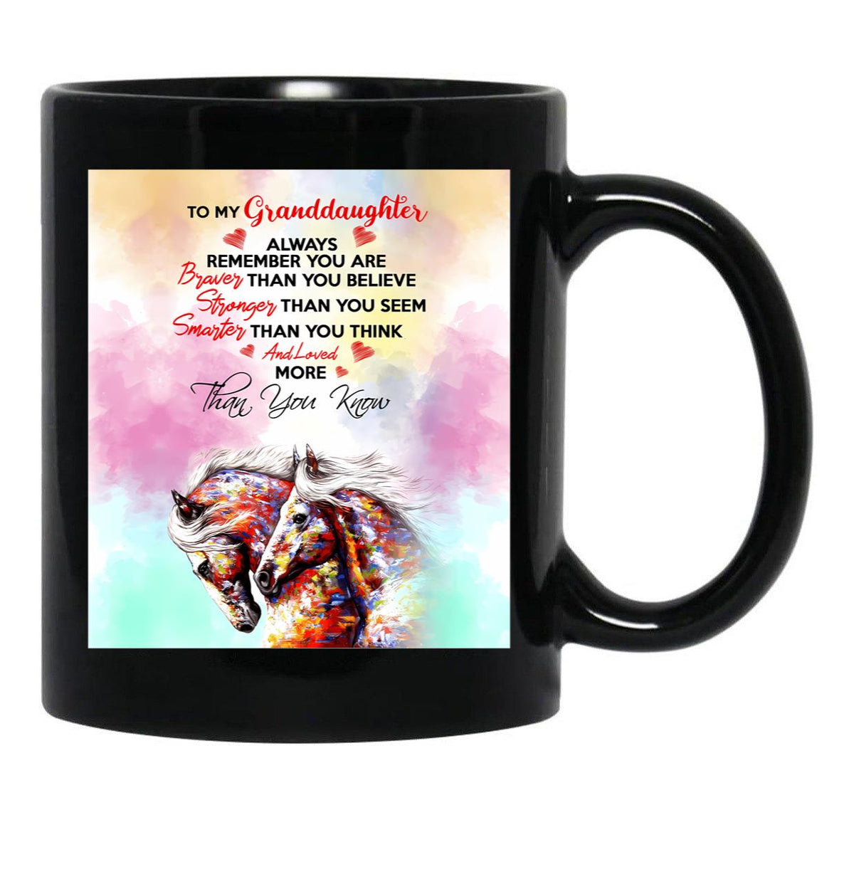 Horse Granddaughter You Are Loved More Than You Know Black Coffee Mug, Gift Coffee Mug - Black