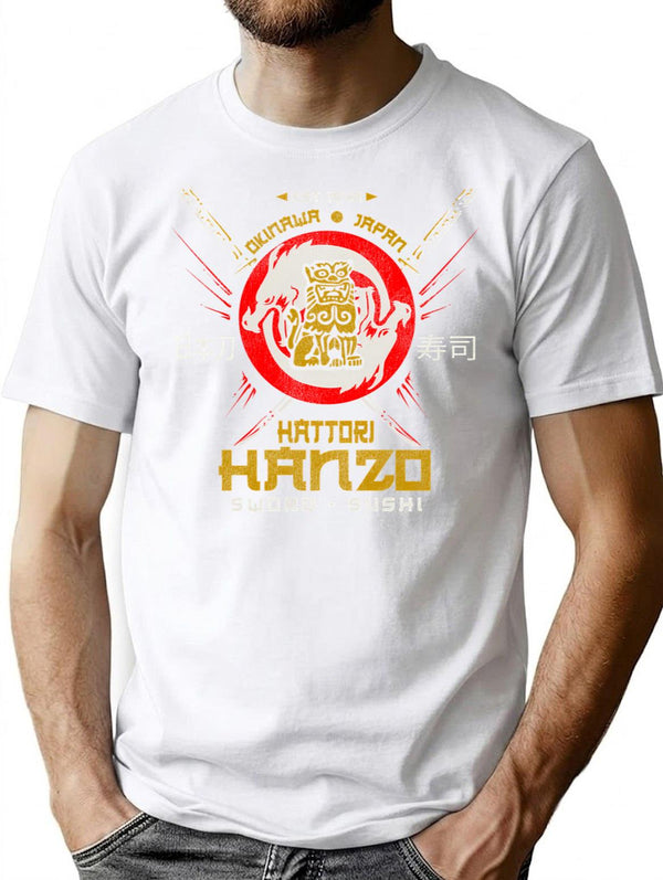 Httori Hnzo Sword Logo T-Shirt for Men & Women, T-Shirts Graphic Tee - White