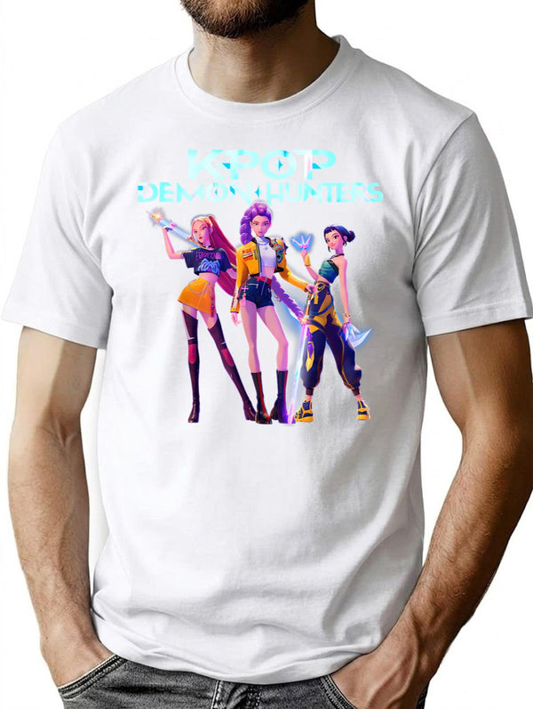 Huntrix Heroic Poses Group - Kpop Demon Hunters T-Shirt for Men & Women, T-Shirts Graphic Tee - White